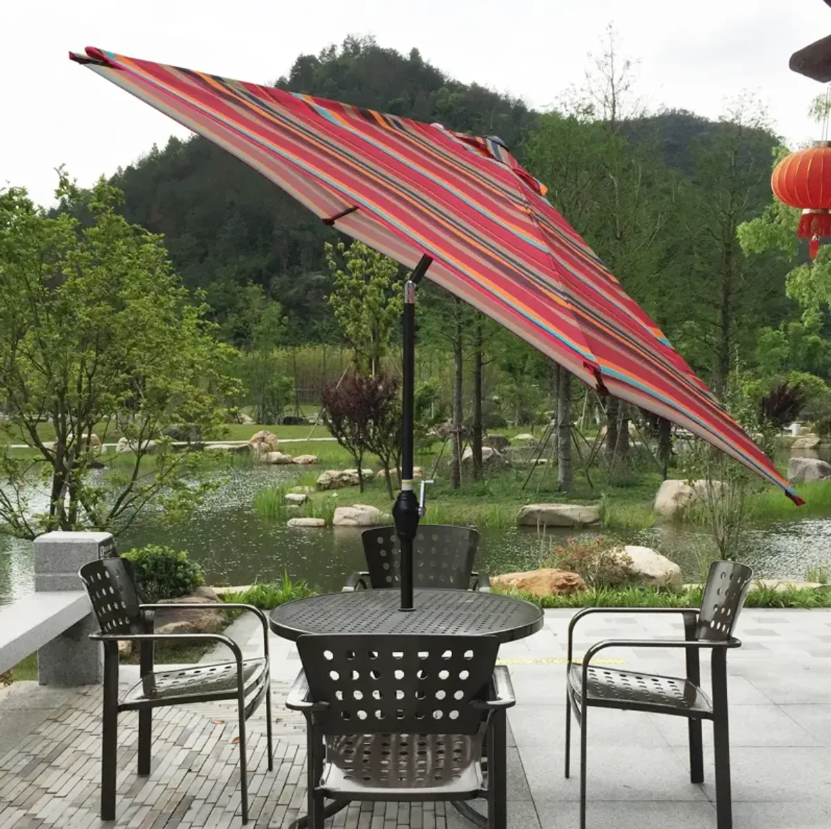 9FT Umbrella Red Stripes