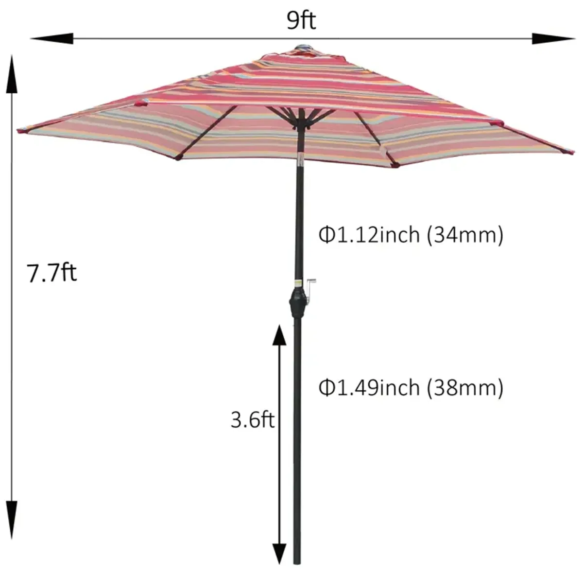 9FT Umbrella Red Stripes