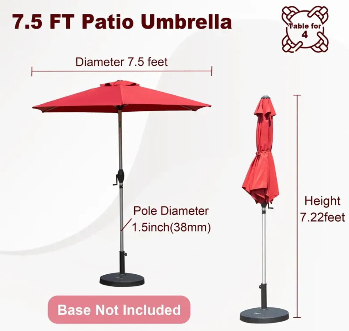 MONDAWE 7.5FT Patio Umbrella, Outdoor Table Umbrella with Push Button Tilt and Crank, UV Protection Waterproof Market Sun Umbrella with 8 Sturdy Ribs for Garden, Deck, Backyard, Pool