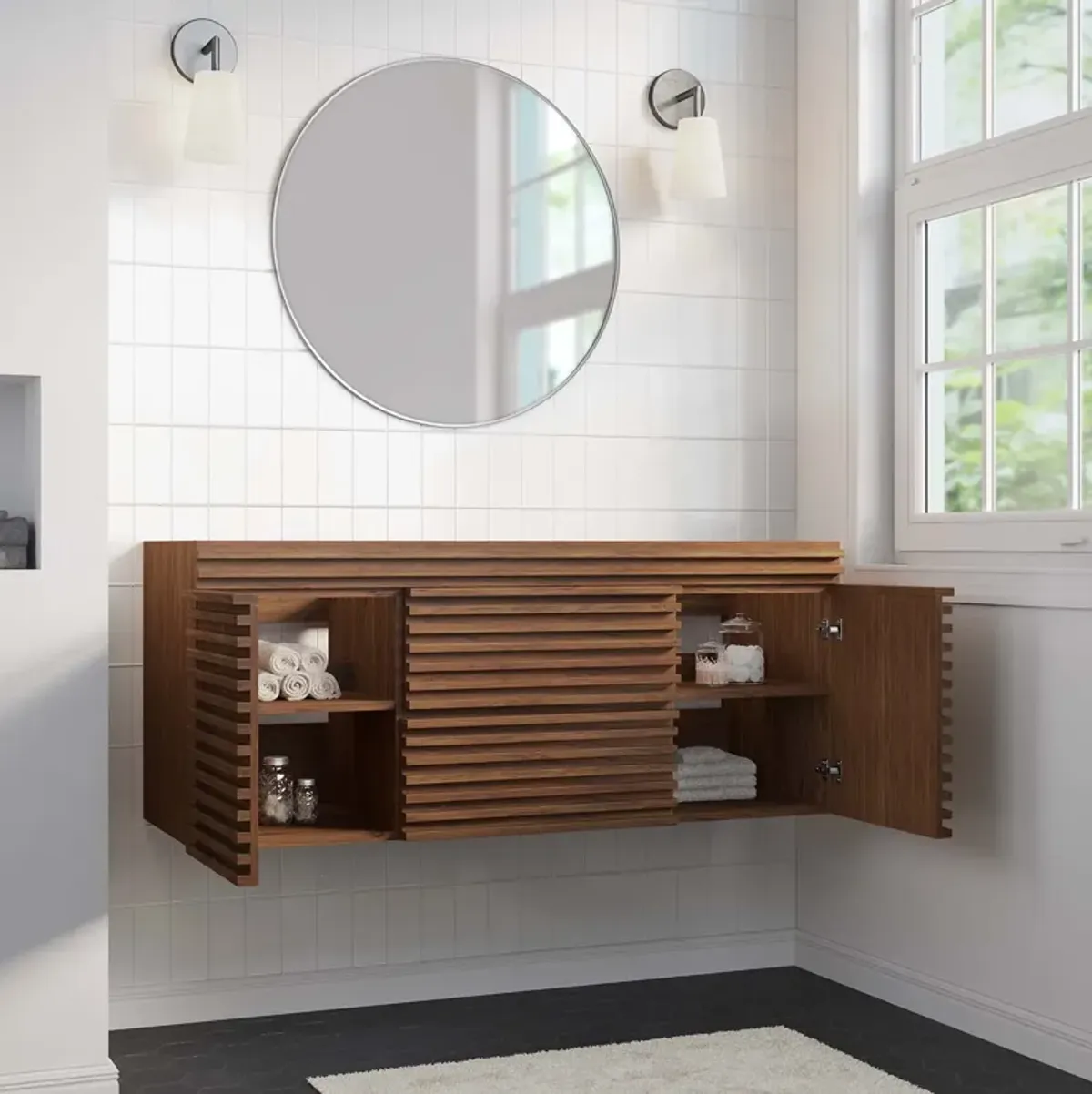 Render 48" Wall-Mount Bathroom Vanity Cabinet