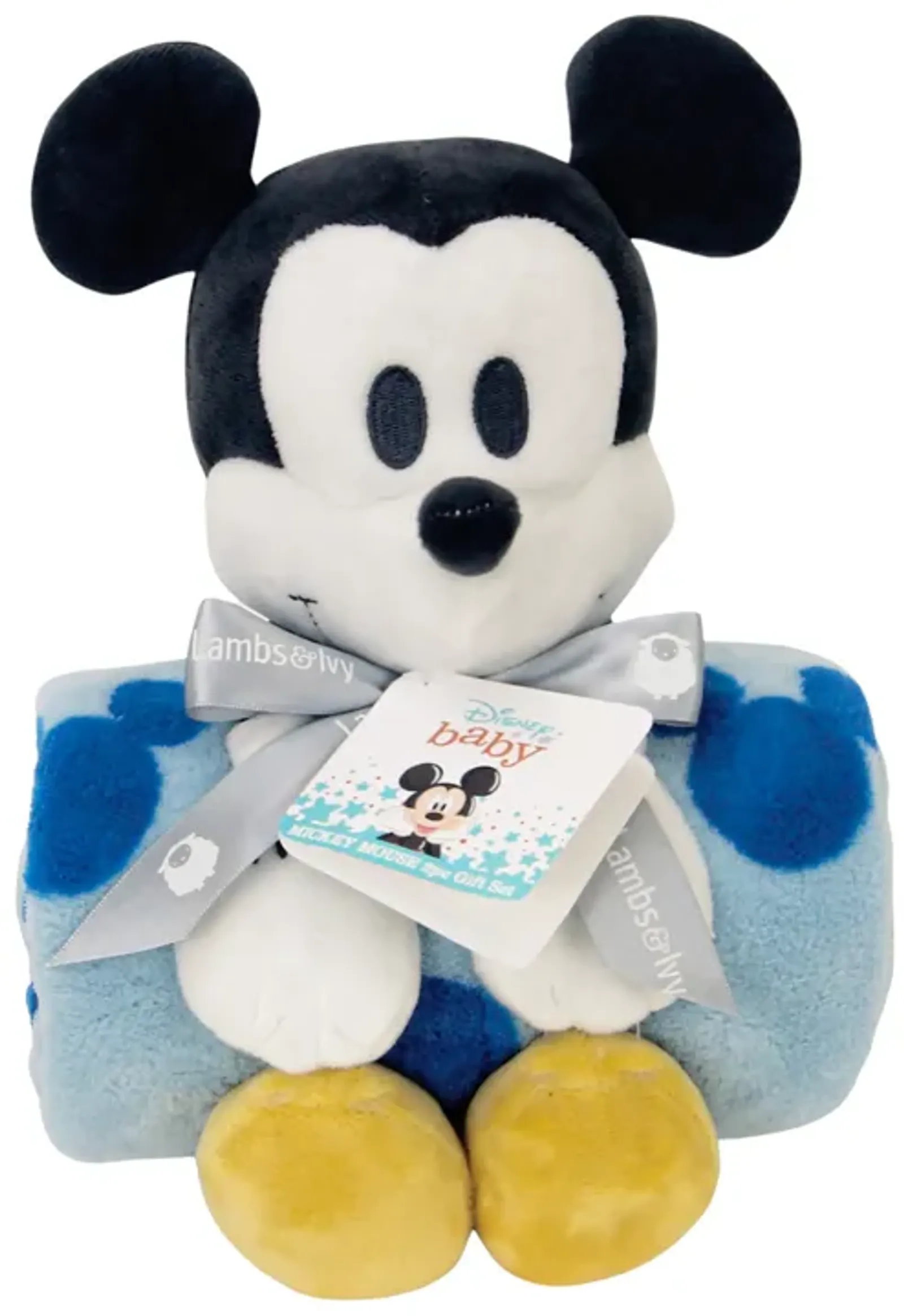 Lambs & Ivy Disney Baby Mickey Mouse Blanket & Plush Baby Gift Set - Blue