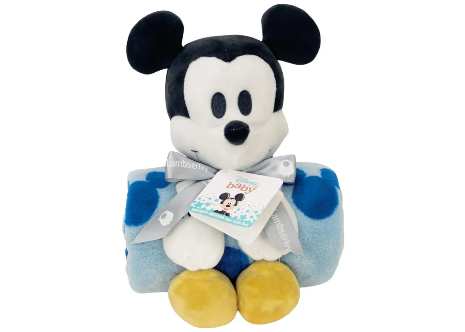 Lambs & Ivy Disney Baby Mickey Mouse Blanket & Plush Baby Gift Set - Blue