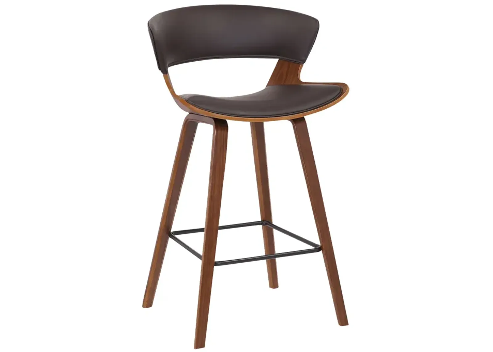 Jagger Modern  Wood and Black Faux Leather Counter Height Barstool