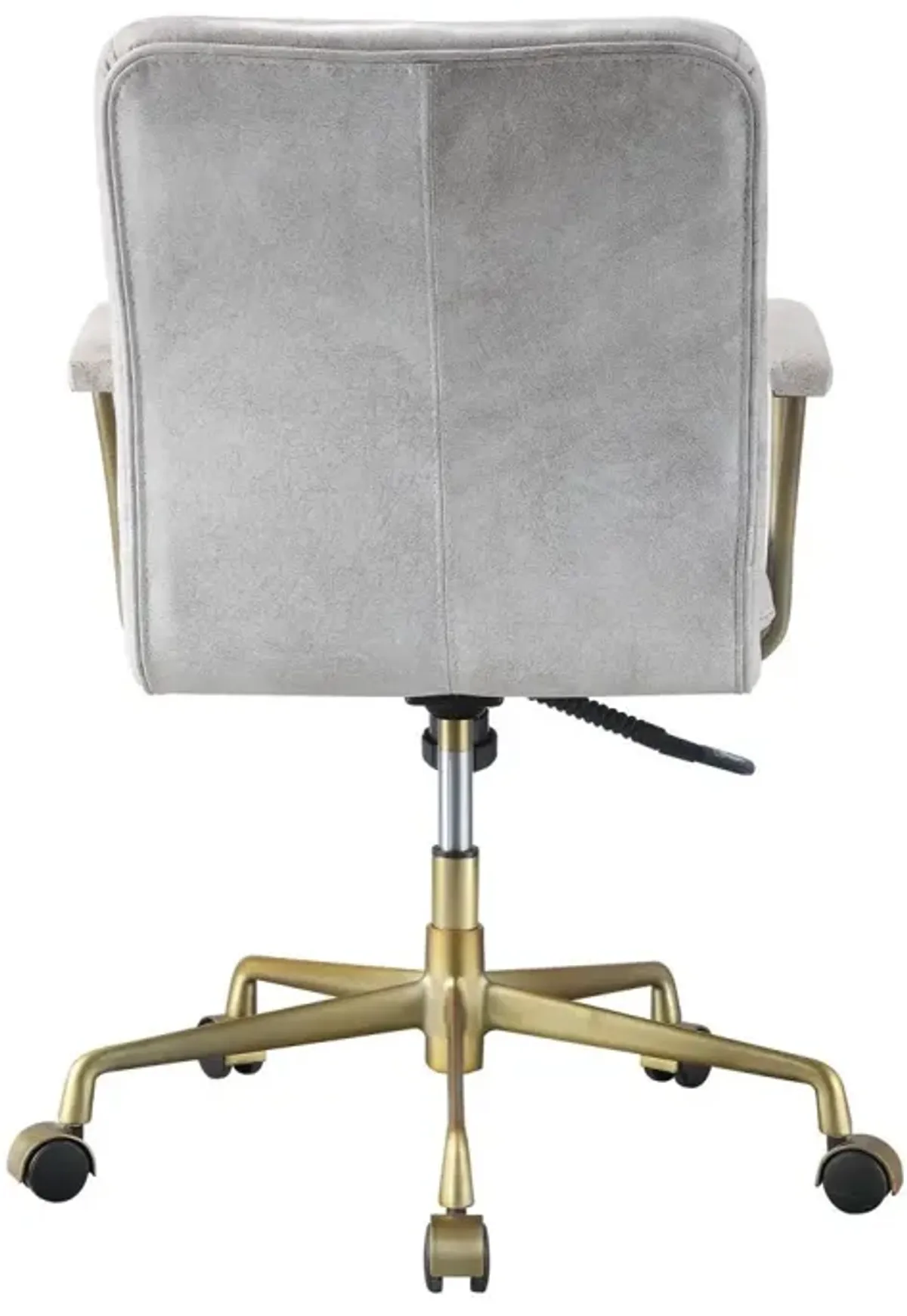 Damir Office Chair, Vintage White Top Grain Leather & Gold