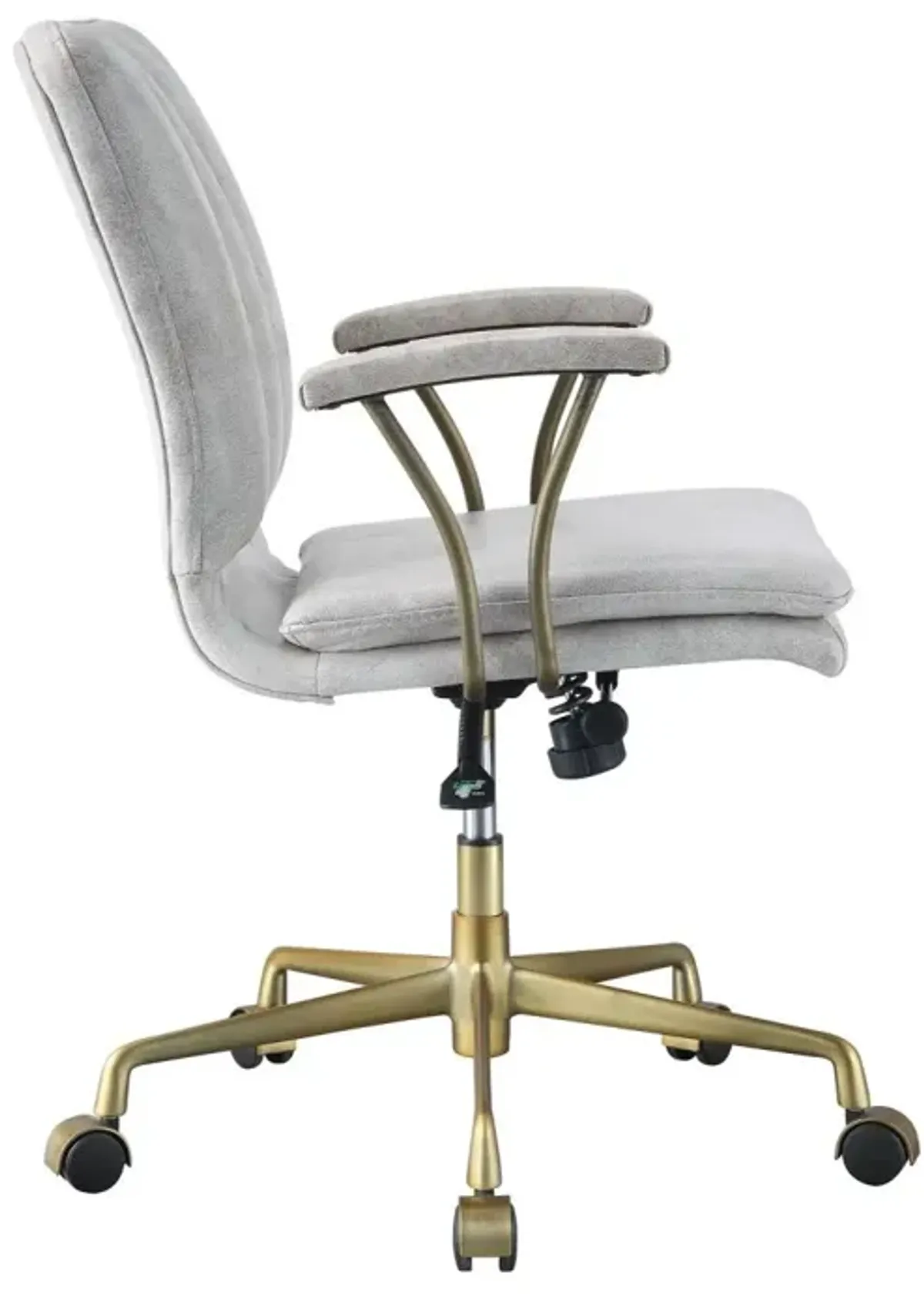 Damir Office Chair, Vintage White Top Grain Leather & Gold