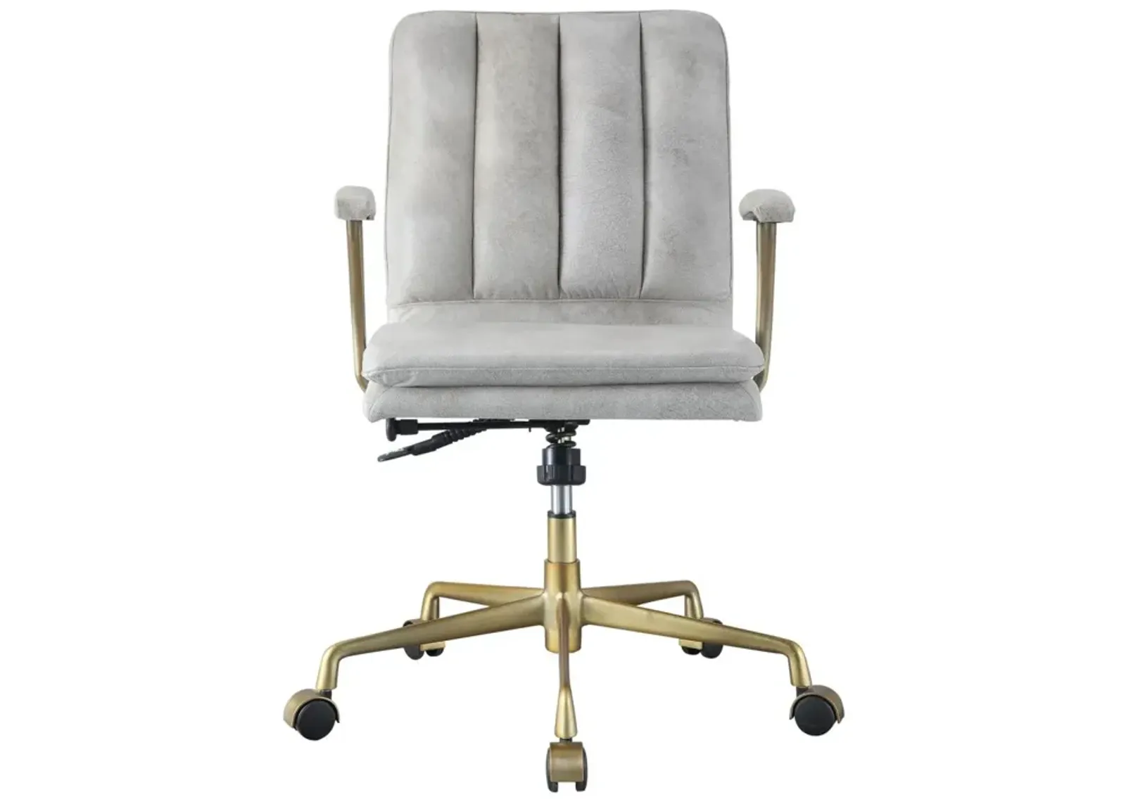 Damir Office Chair, Vintage White Top Grain Leather & Gold