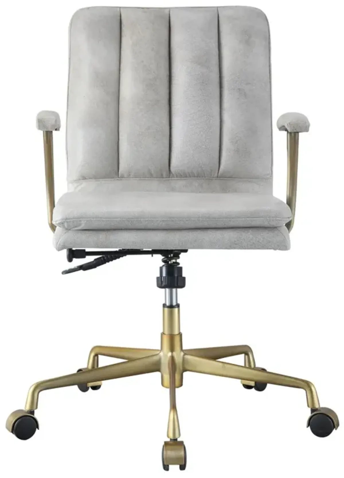 Damir Office Chair, Vintage White Top Grain Leather & Gold