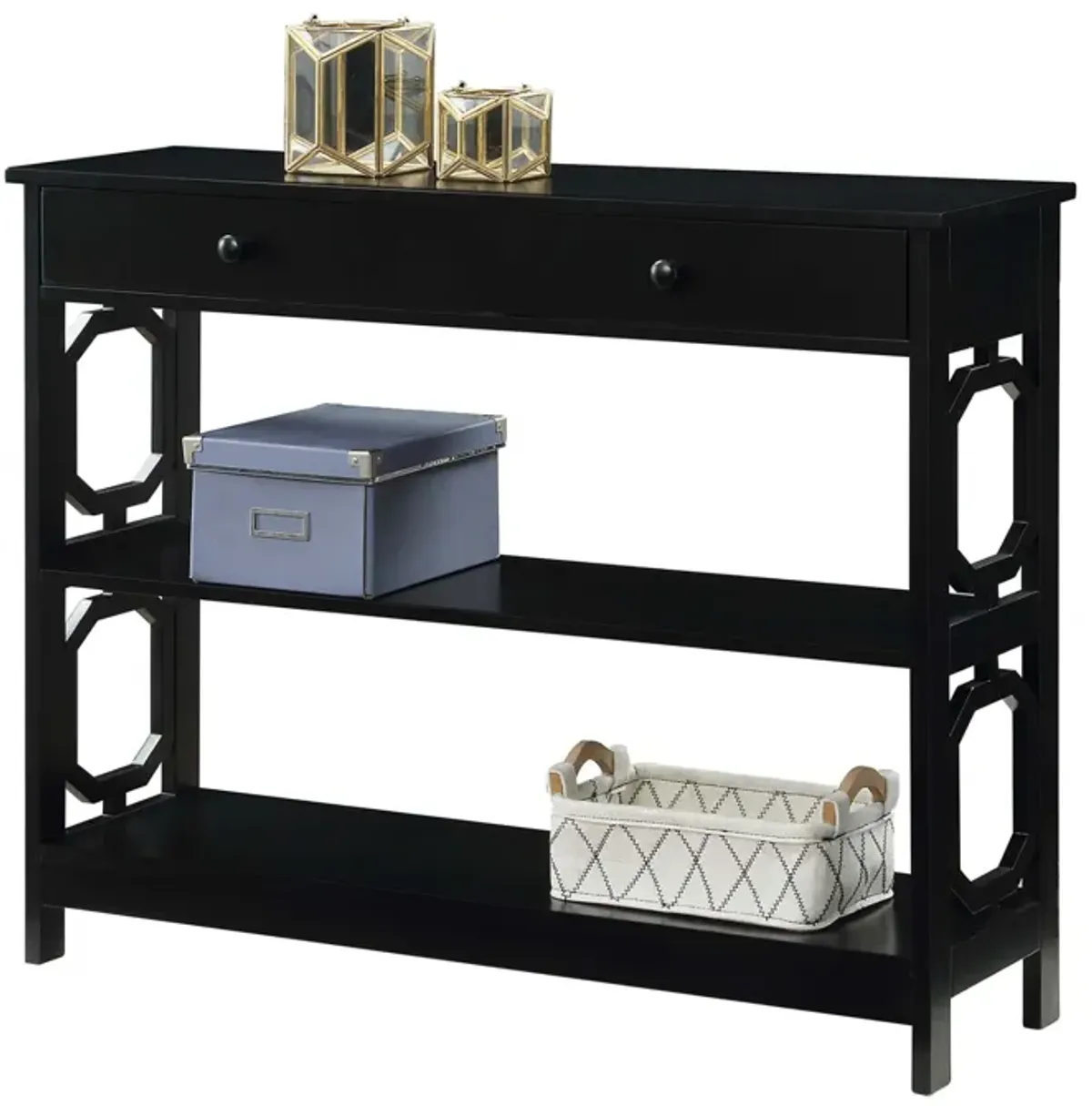 Omega 1 Drawer Console Table with Shelves