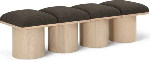 Meridian Furniture Pavilion Brown Boucle Fabric Bench