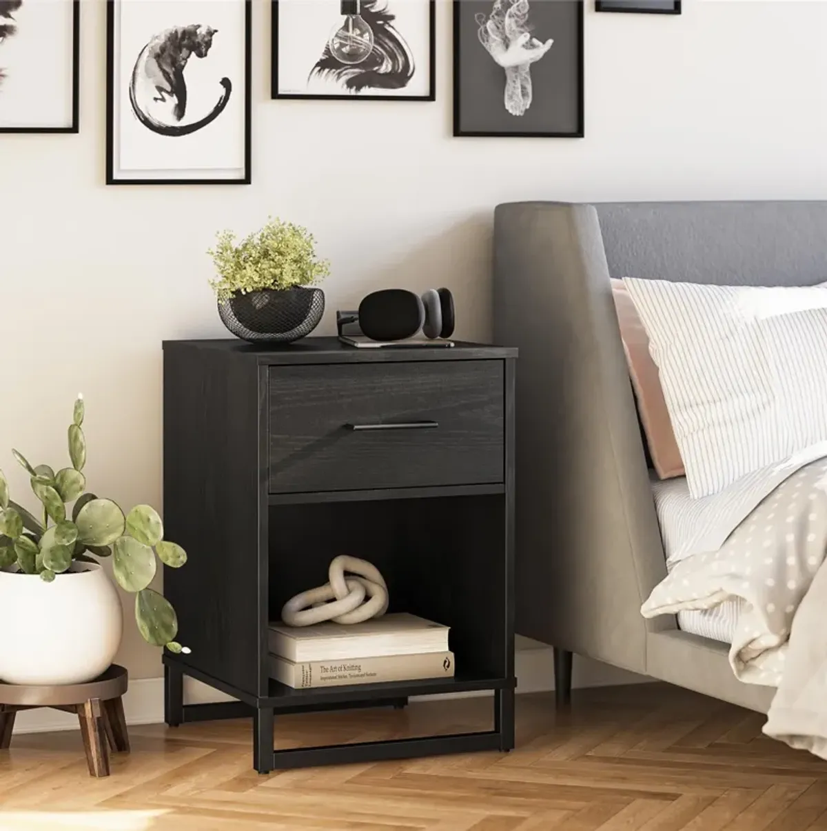 Ameriwood Home Monterey Nightstand, Black Oak