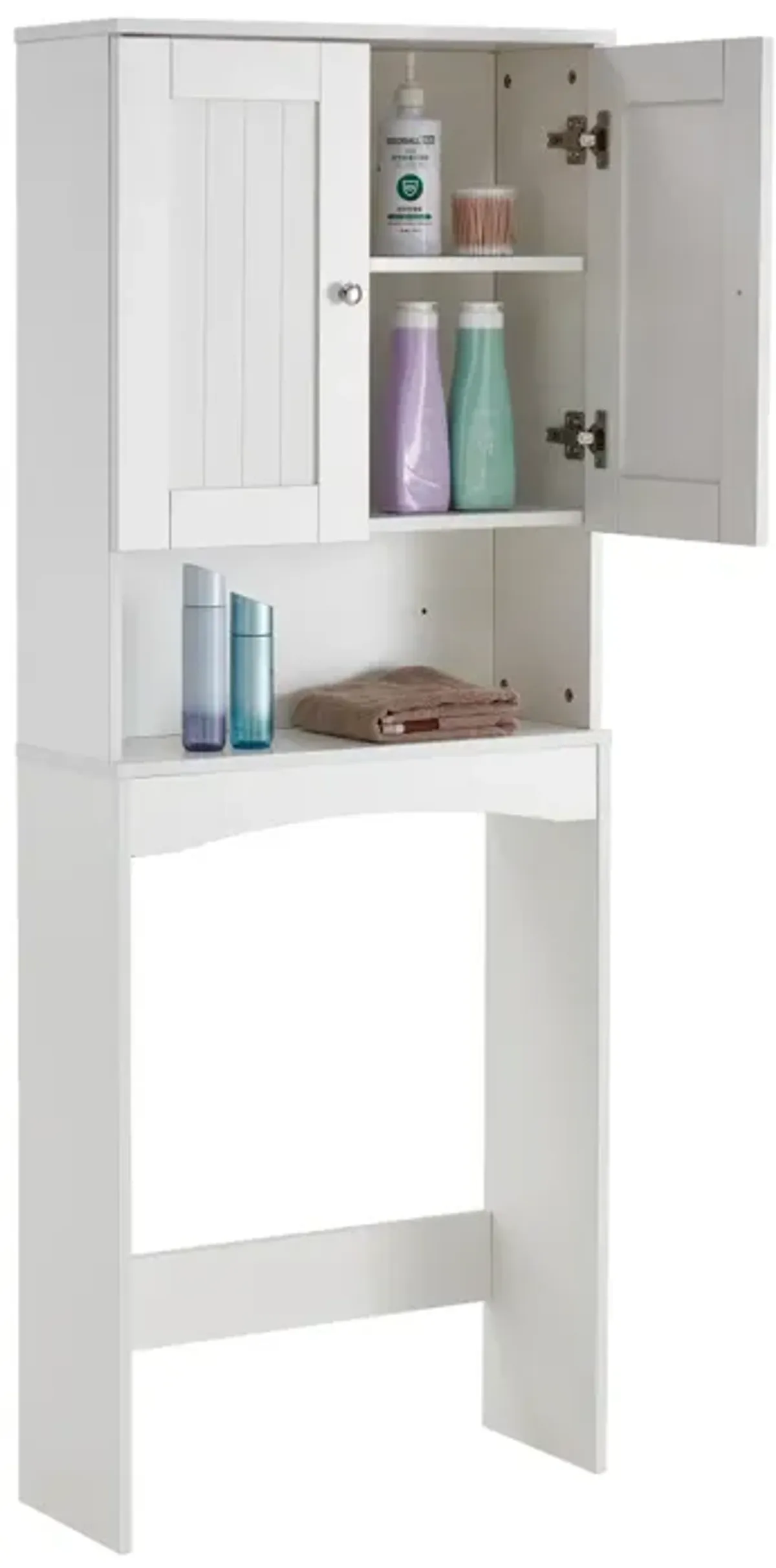 Home Bathroom Shelf Over-The-Toilet, Bathroom SpaceSaver, Bathroom Storage Cabinet Organizer, White