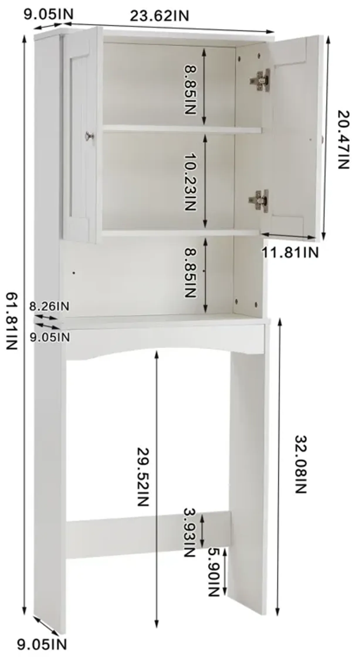 Home Bathroom Shelf Over-The-Toilet, Bathroom SpaceSaver, Bathroom Storage Cabinet Organizer, White