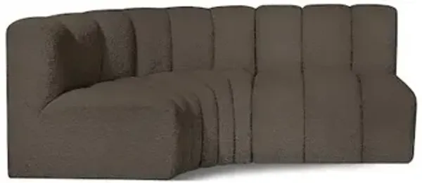 Meridian Furniture Arc Brown Boucle Fabric Modular Sofa