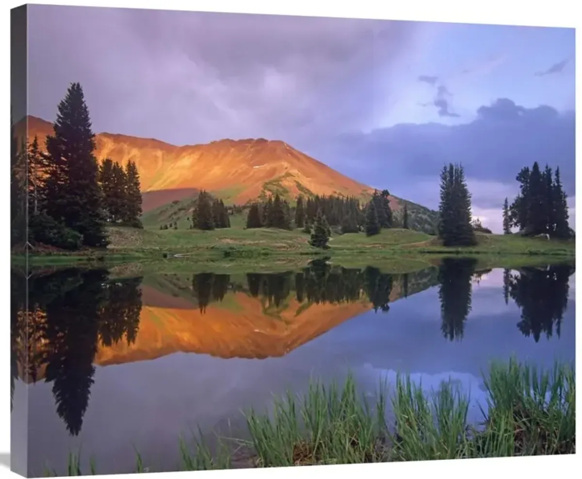 Mount Baldy at sunset reflected in lake along Paradise Divide, Colorado-Canvas Art-30x24.9