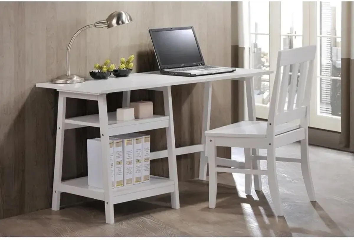 Study Desk With Chair, White