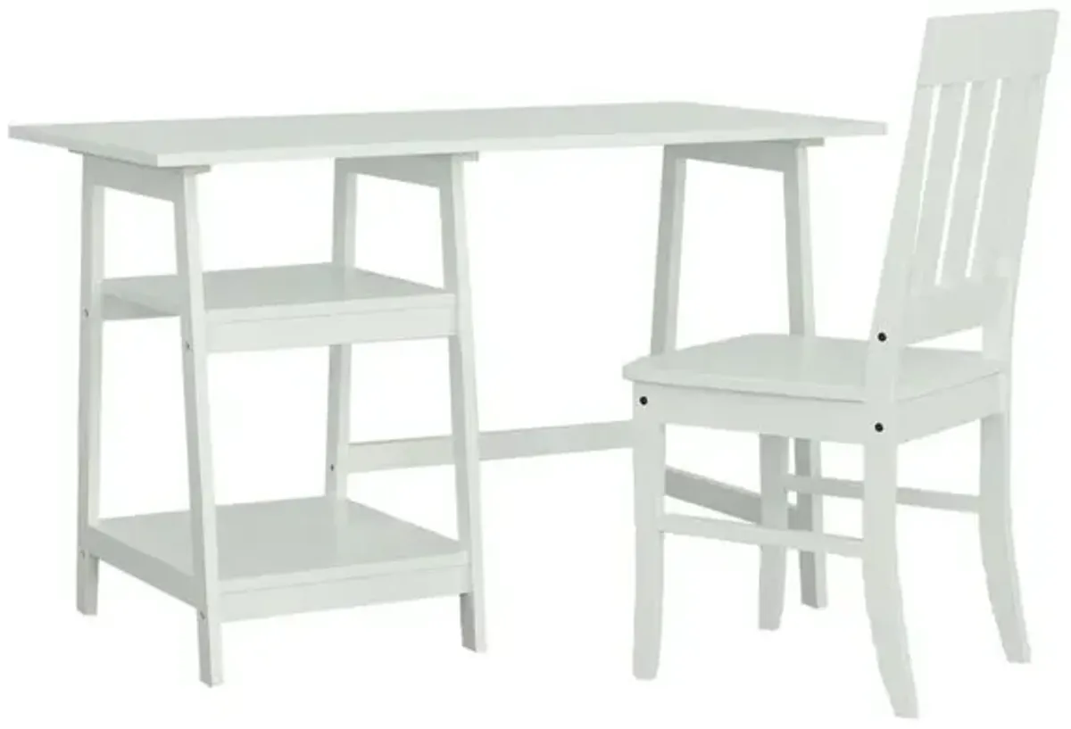 Study Desk With Chair, White