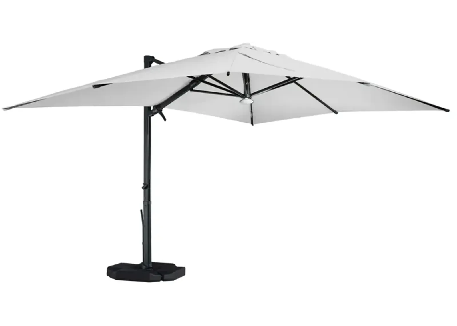 MONDAWE 13ft Square Solar LED Cantilever Patio Umbrella with Included Base Stand & Bluetooth Light