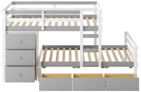Merax Twin over Twin Loft Bunk Bed with Drawers and Ladder