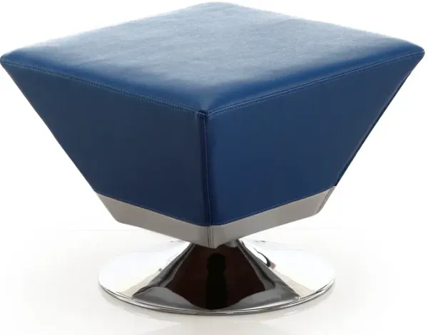Diamond Blue Swivel Ottoman