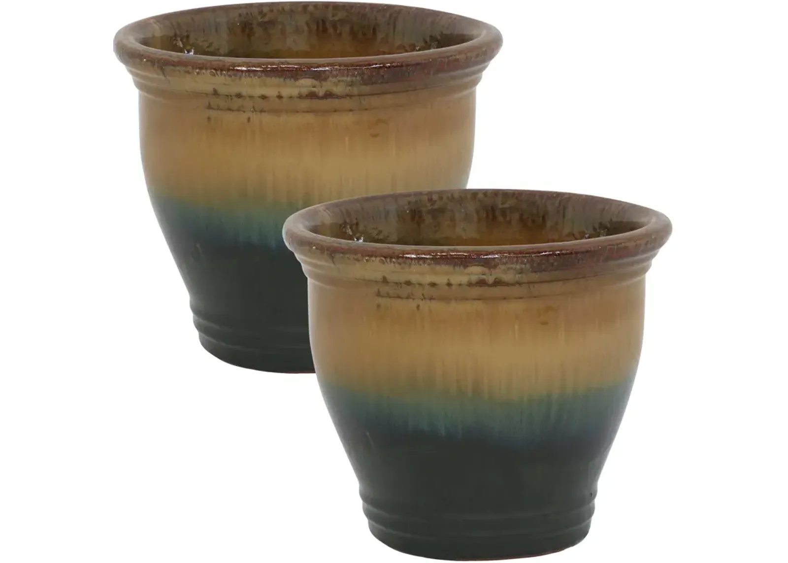 Sunnydaze Set of 2 Studio Glazed Ceramic Planter - 11"