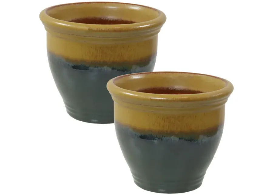 Sunnydaze Studio Glaze Ceramic Planter  - Set of 2