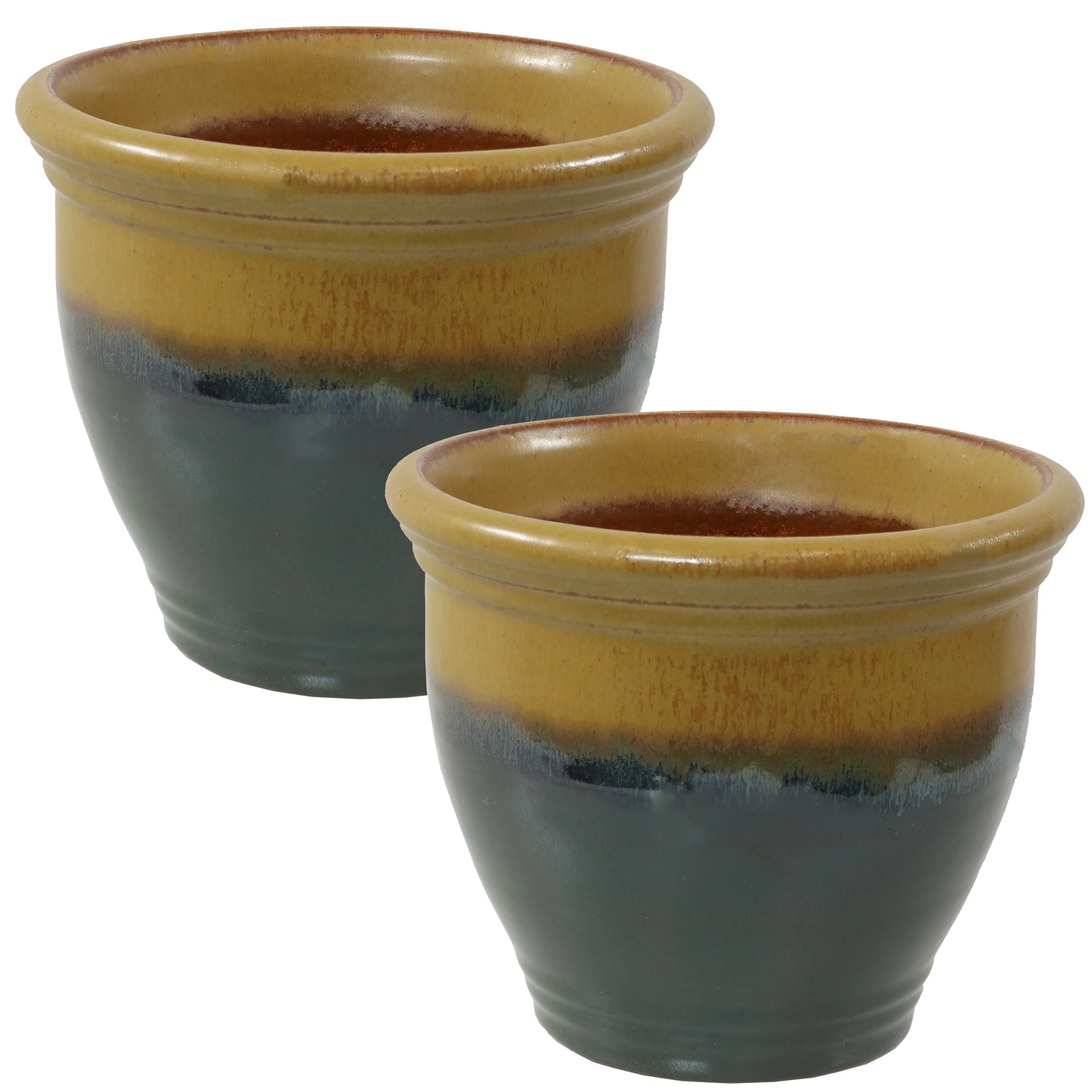 Sunnydaze Studio Glaze Ceramic Planter  - Set of 2