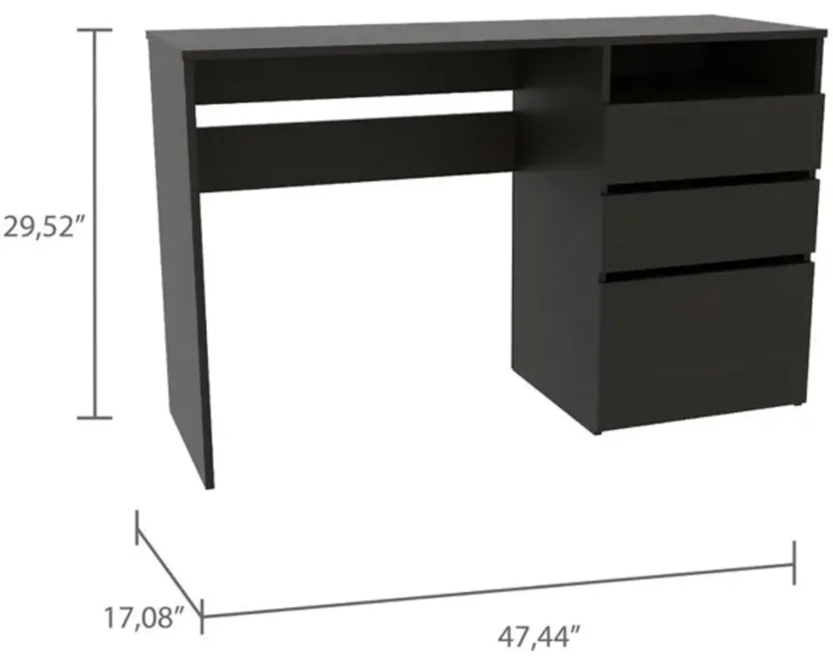 Kenai 3 Drawers Computer Desk Black Wengue