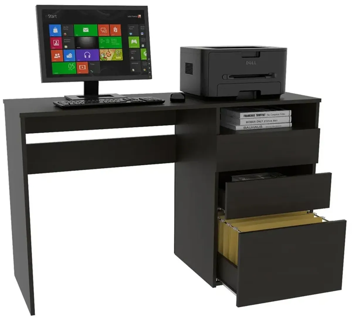 Kenai 3 Drawers Computer Desk Black Wengue