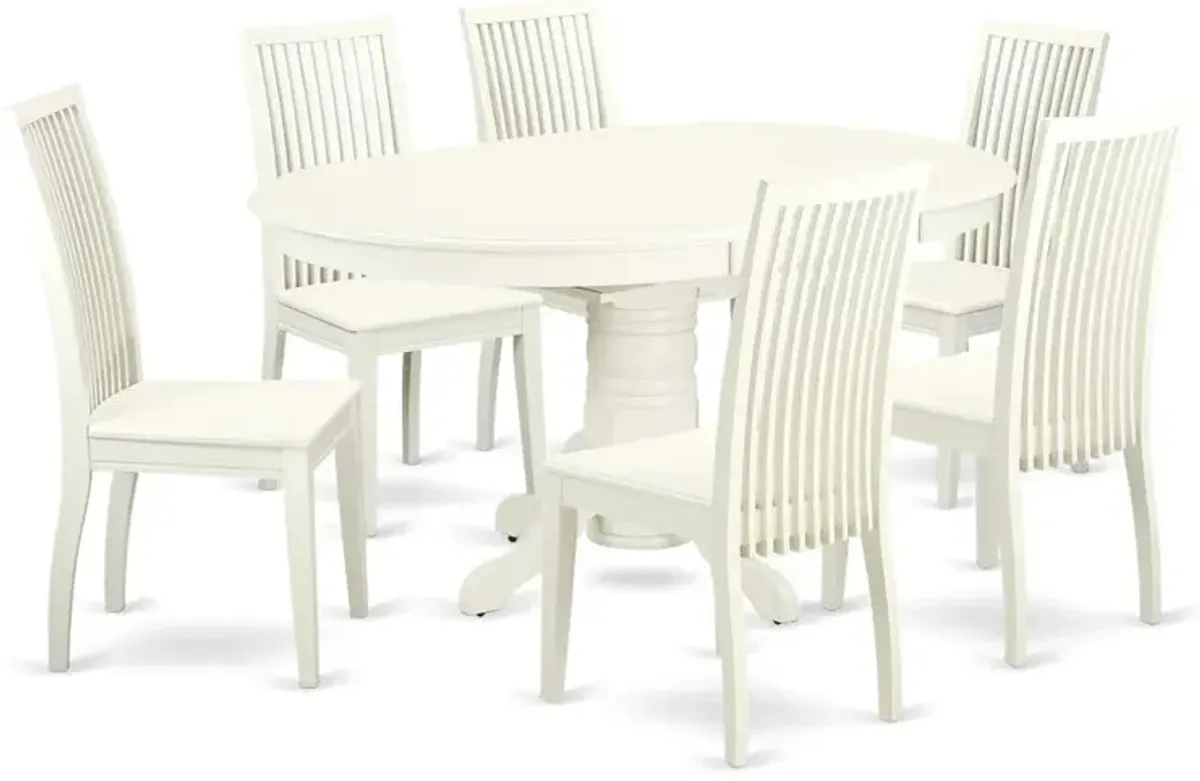 Dining Room Set Linen White, AVIP7-LWH-W