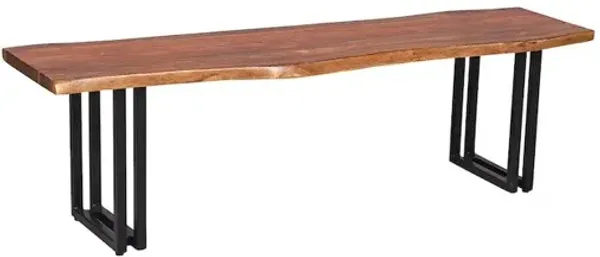 Porter Designs Manzanita Live Edge Solid Sheesham Wood Dining Bench, Brown