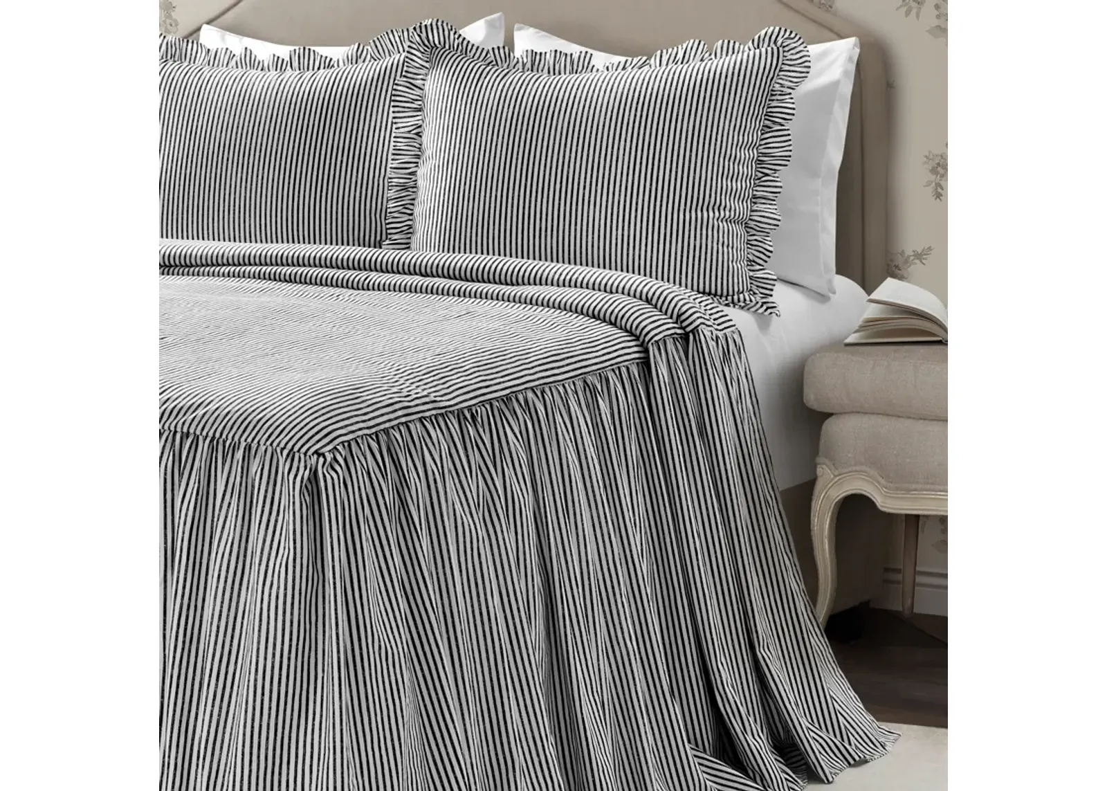 Ticking Stripe Bedspread 3Pc Set