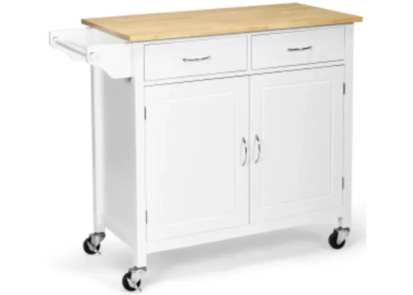 Hivvago Modern Rolling Kitchen Cart Island with Wooden Top