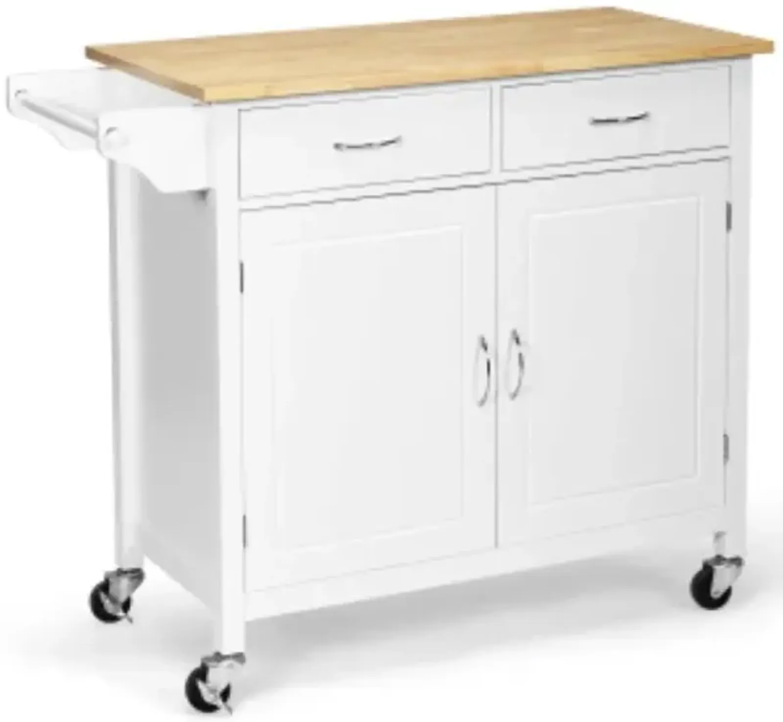 Hivvago Modern Rolling Kitchen Cart Island with Wooden Top