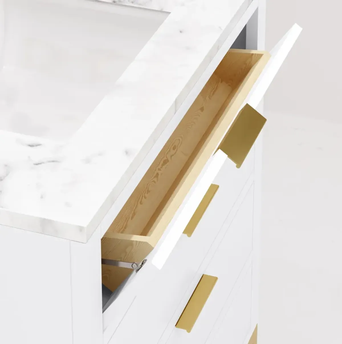 Bristol 30 In. Single Sink Carrara White Marble Countertop Bath Vanity in Pure White