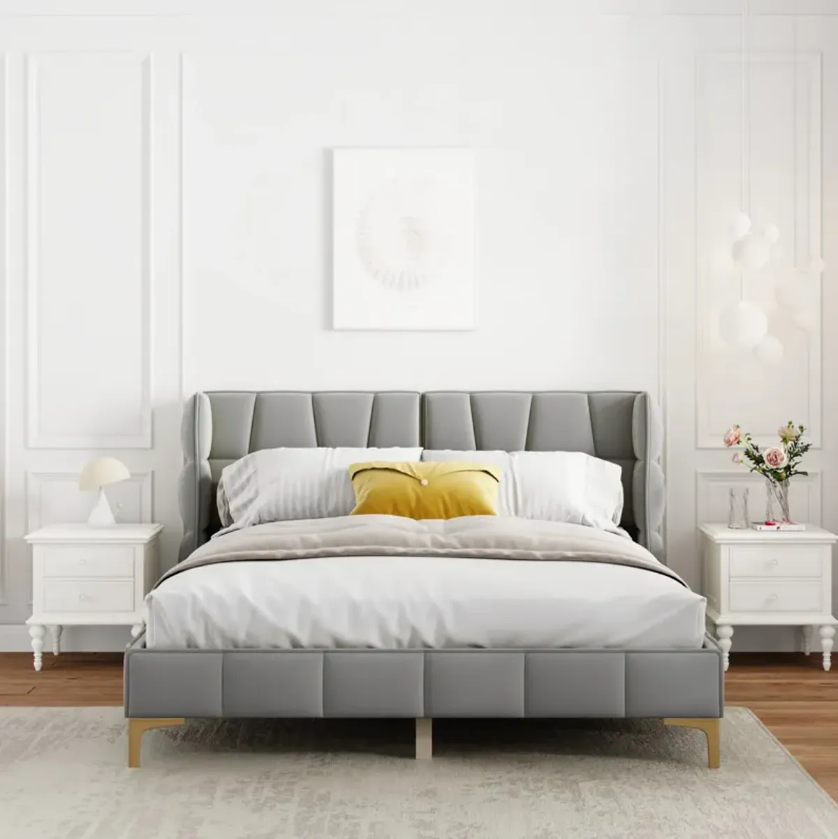 Merax Upholstered Velvet Platform Bed