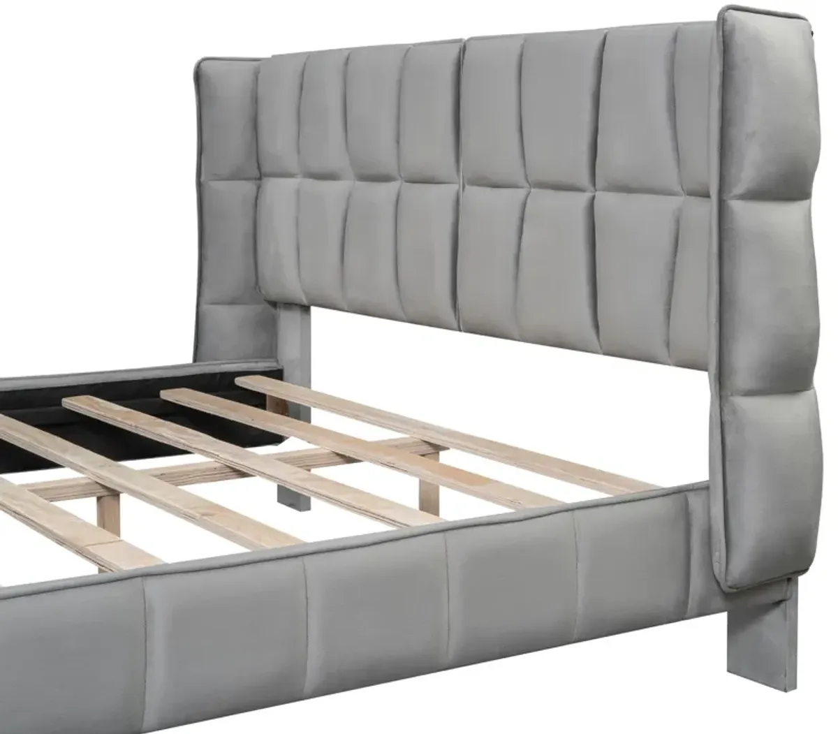 Merax Upholstered Velvet Platform Bed