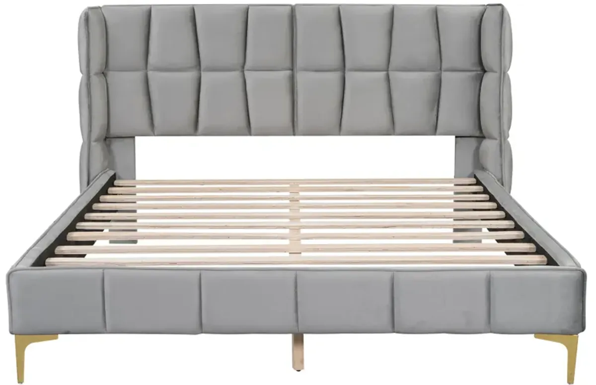 Merax Upholstered Velvet Platform Bed