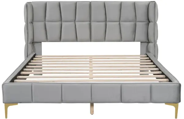 Merax Upholstered Velvet Platform Bed