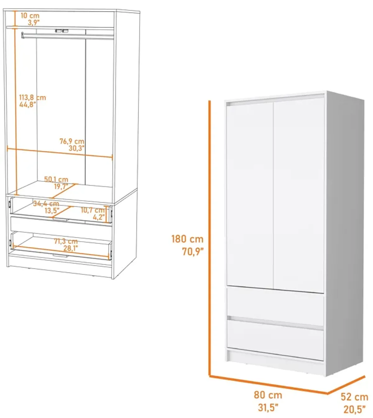 Avra 2 Drawers Armoire