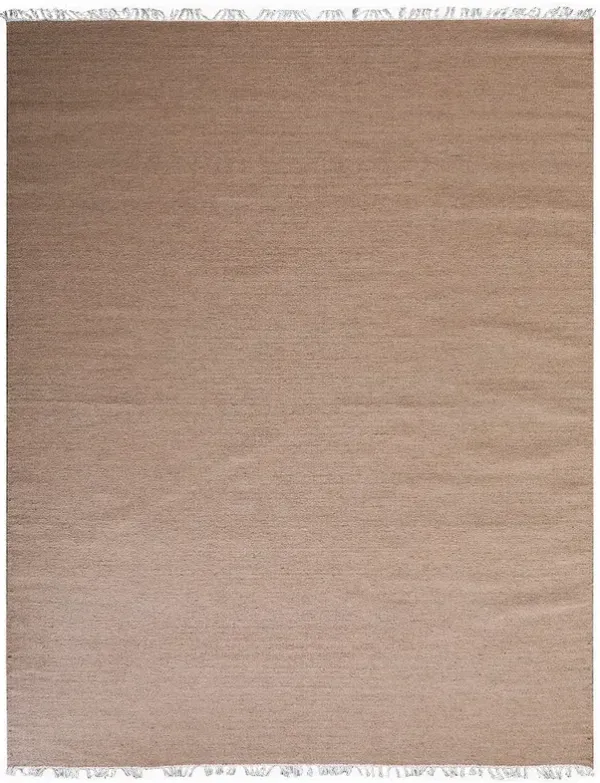 RUGSOTIC CARPETS HAND WOVEN FLAT WEAVE KILIM WOOL ECO-FRIENDLY AREA RUGS  - 5'x8', Rectangle Shape, Light Brown Color, Solid Plain Design, Low Pile Handmade Rugs for Living Room (D00111)
