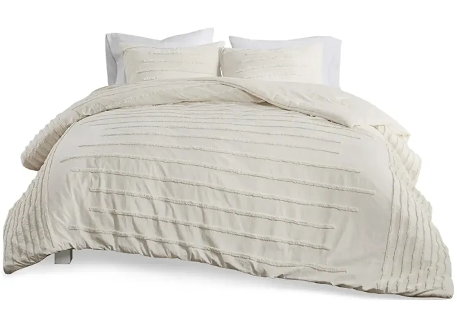 Gracie Mills Sotelo 3 piece Chenille Stripe Comforter Set