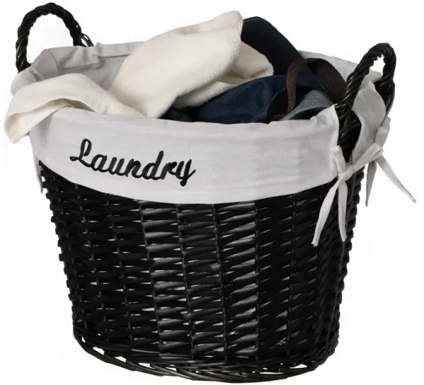 Wickerwise Handwoven Laundry Basket with Liner & Handles - Boho Decorative Storage Hamper for Clothes Blankets Pillows and Towels - Ideal for Laundry Room Bathroom Bedroom and Living Room, Brown