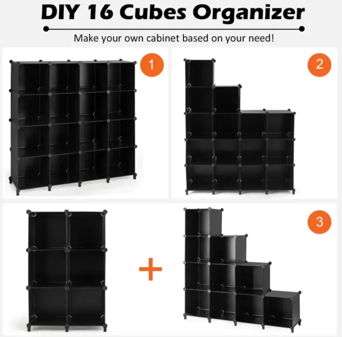 Hivvago 16 Cubes Plastic Storage Organizer with Rustproof Steel Frame