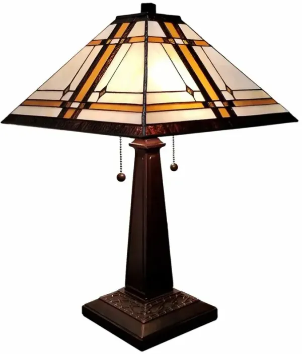 Hivvago 22" Dark Brown Metal Two Light Candlestick Table Lamp With Beige Shade