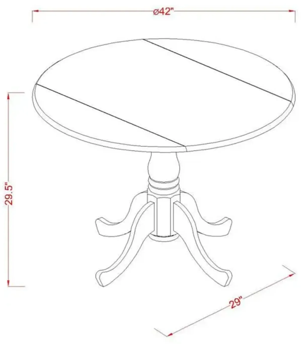 Dublin Round Table with two 9" Drop Leaves - Black Finish