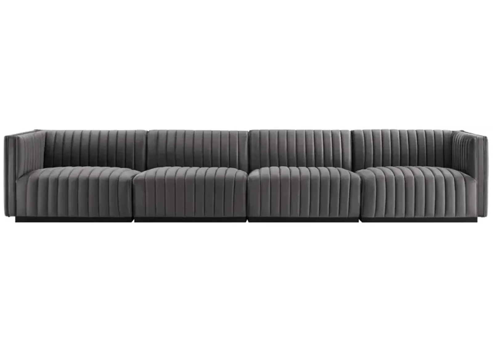 Conjure Channel Tufted Performance Velvet 4-Piece Sofa