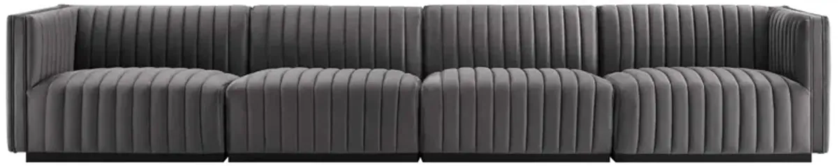 Conjure Channel Tufted Performance Velvet 4-Piece Sofa