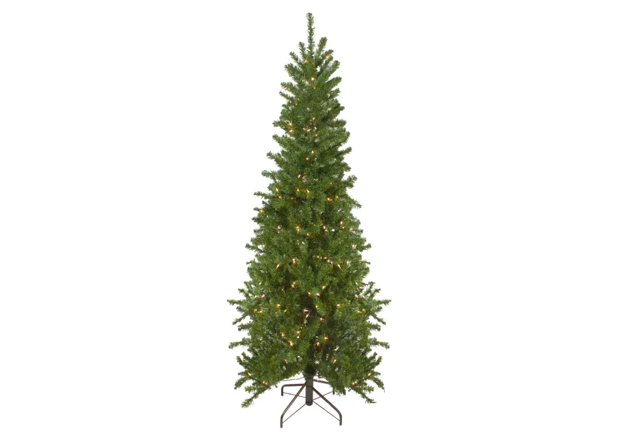 7.5' Pre-Lit Pencil Canadian Pine Artificial Christmas Tree - Clear Lights