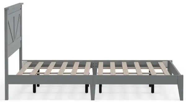 Glenwillow Home Farmhouse Wood Platform Bed in King - Grey