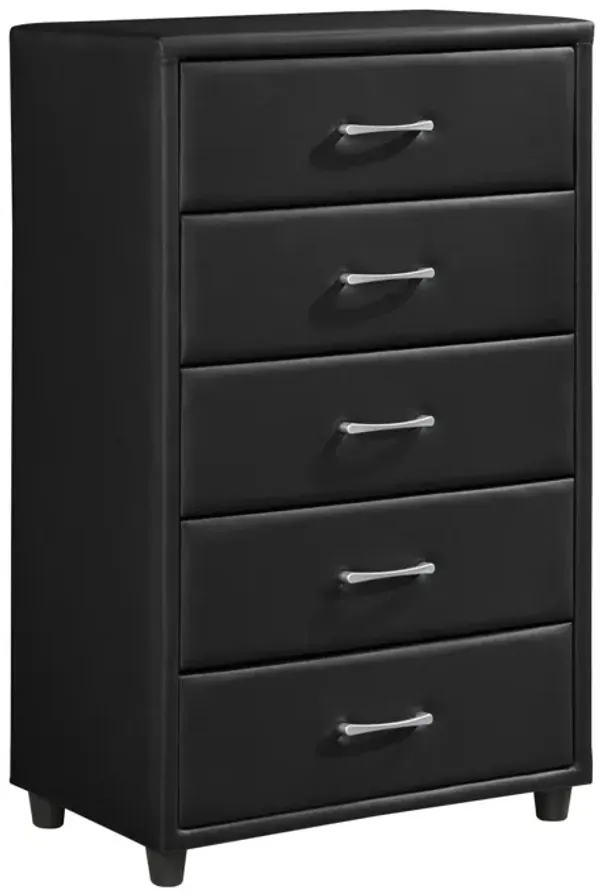 Streamdale Modern Black Faux Leather Chest of Drawers